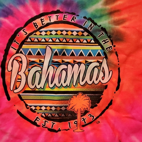 Bahamas Tie-Dye Kids T-Shirt - Orange, Pink, Blue-Size Medium - Picture 2 of 4